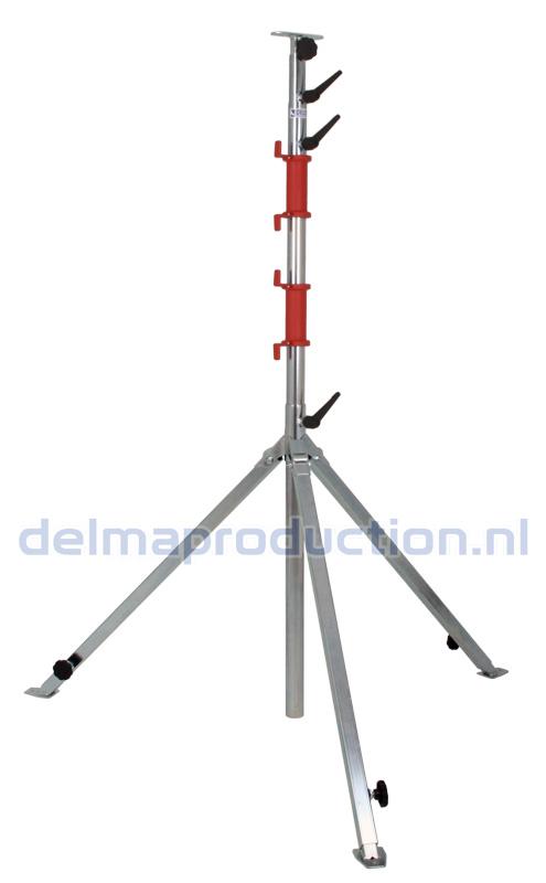 Tripod worklight stand 4-part, adjustable undercarriage, quick release strip